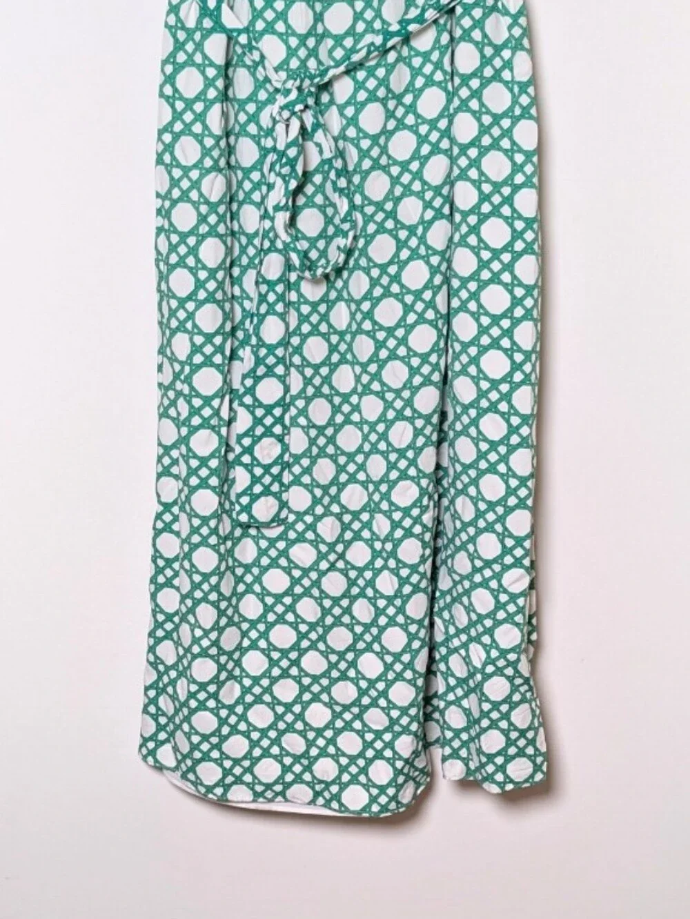 Ann Taylor Loft Sleeveless Green Geometric Printed Midi Dress Size Large